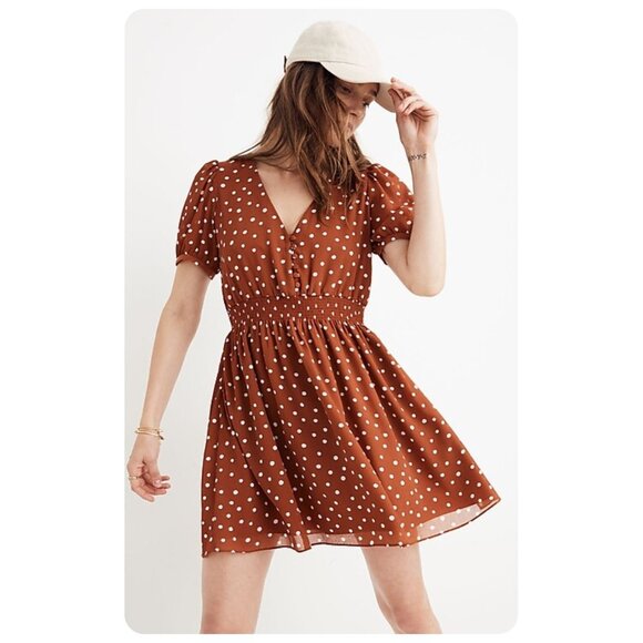 Madewell Rust Polka Dot Dress - Picture 3 of 9